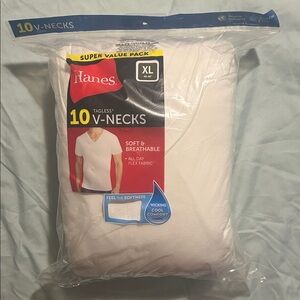 Hanes Tagless White V-Neck T-Shirts XL Value Pack